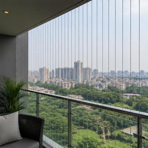 Invisible grills: A modern safety solution that helps preserve your balcony view while providing an additional protective barrier.